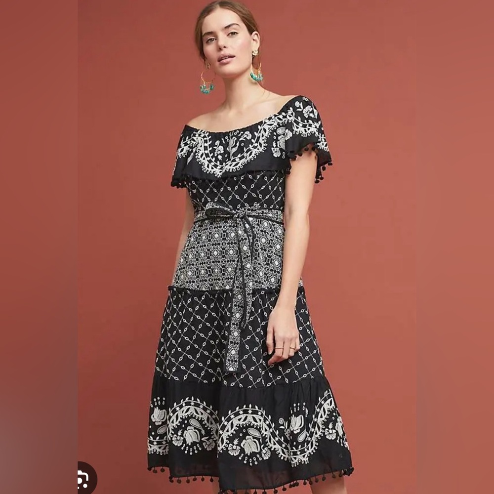 Anthropology New With Tags Florina Off the Shoulder Embroidered Dress - Picture 1 of 6